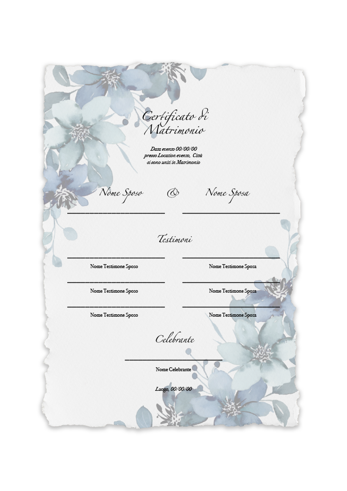 certificato-matrimonio-fiori-azzurri-verde-abcwedding
