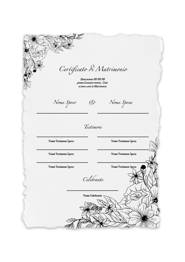certificato-matrimonio-fiori-bianco-nero-minimal-abcwedding