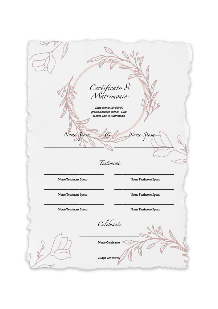 certificato-matrimonio-ghirlanda-rosa-cipria-abcwedding