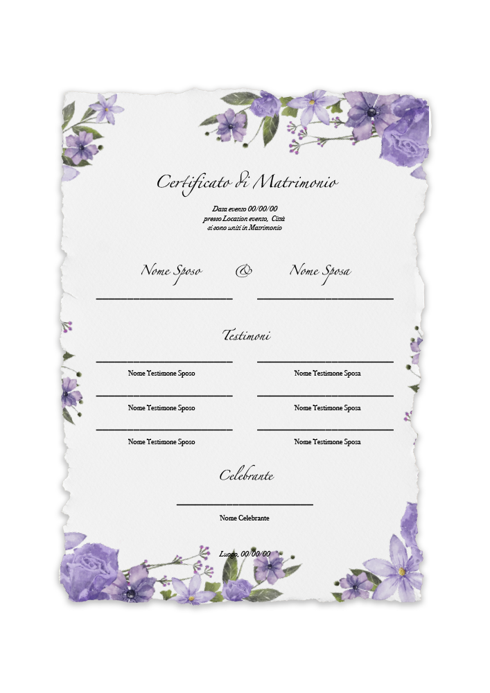 certificato-matrimonio-viola-lilla-fiori-abcwedding